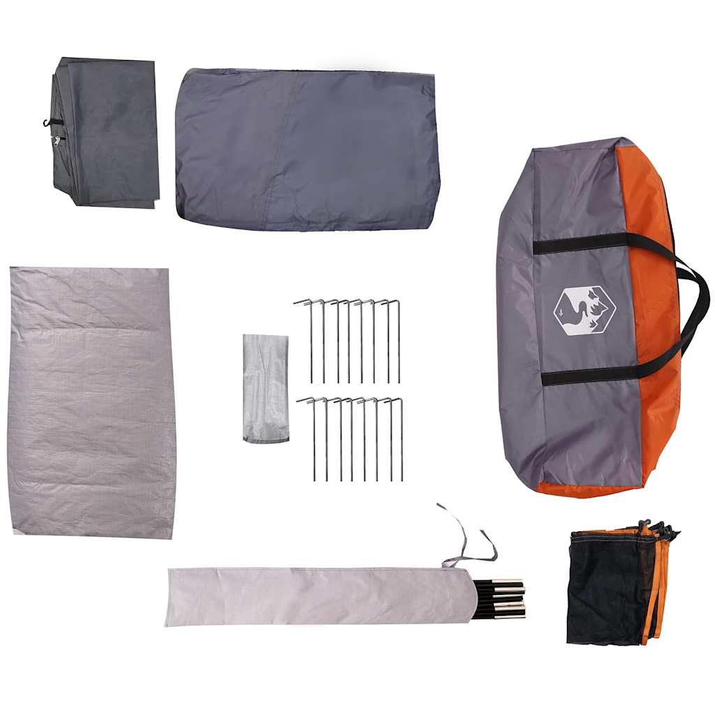 Family Tent Tunnel 6-Person Grey and Orange Water-resistant