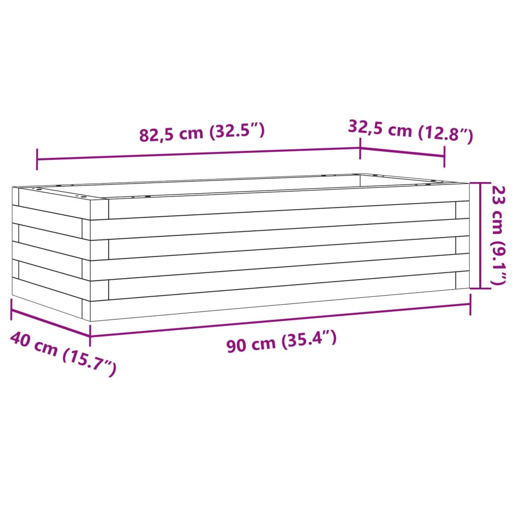 Garden Planter Wax Brown 90x40x23 cm Solid Wood Pine