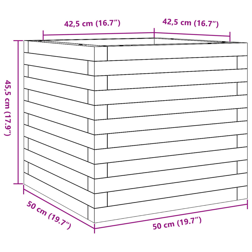 Garden Planter White 50x50x45.5 cm Solid Wood Pine