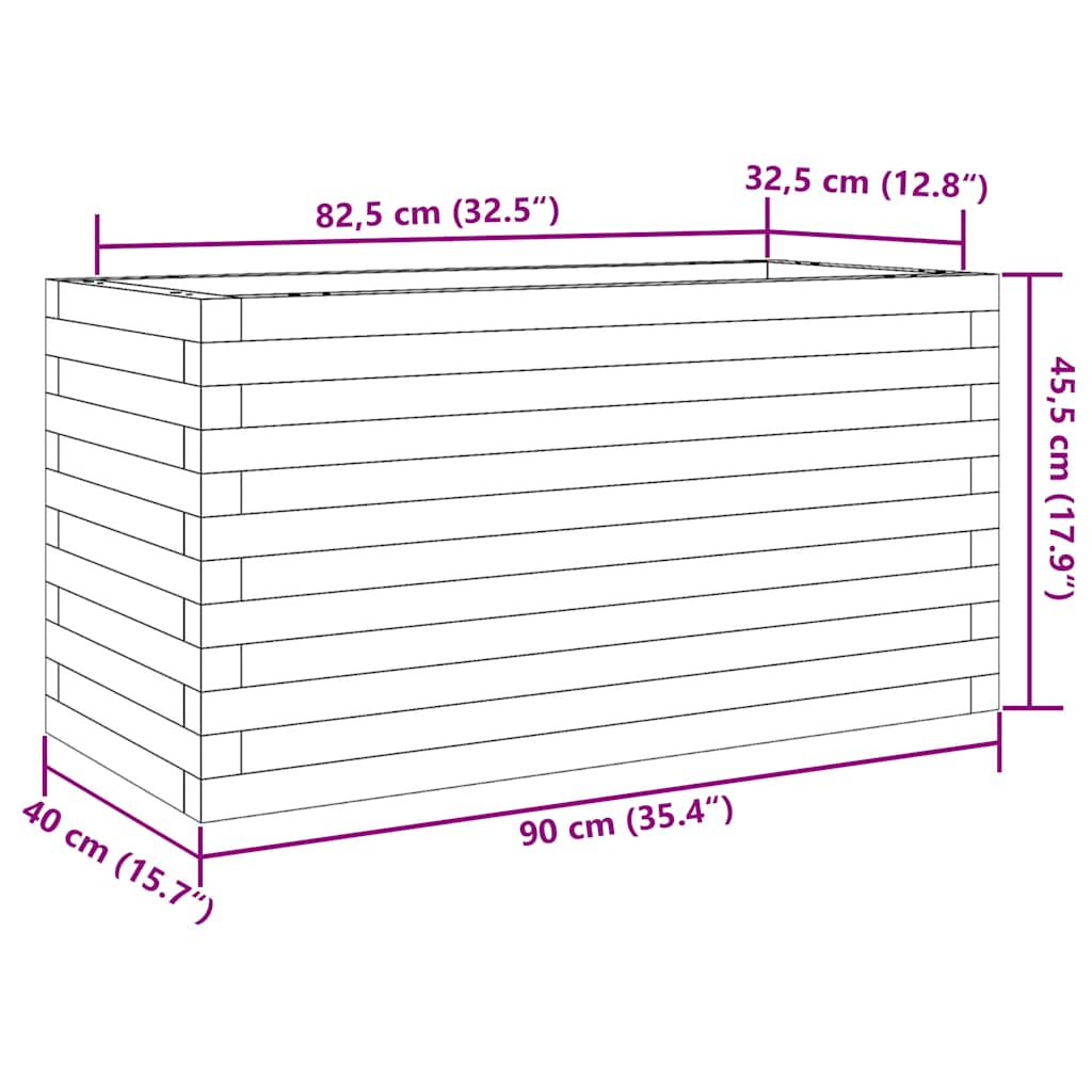 Garden Planter Wax Brown 90x40x45.5 cm Solid Wood Pine