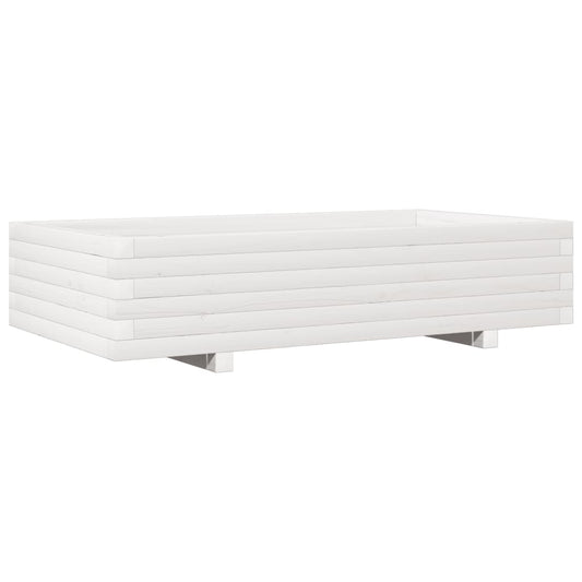 Garden Planter White 110x60x26,5 cm Solid Wood Pine