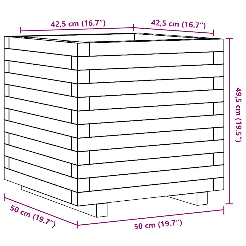 Garden Planter White 50x50x49.5 cm Solid Wood Pine