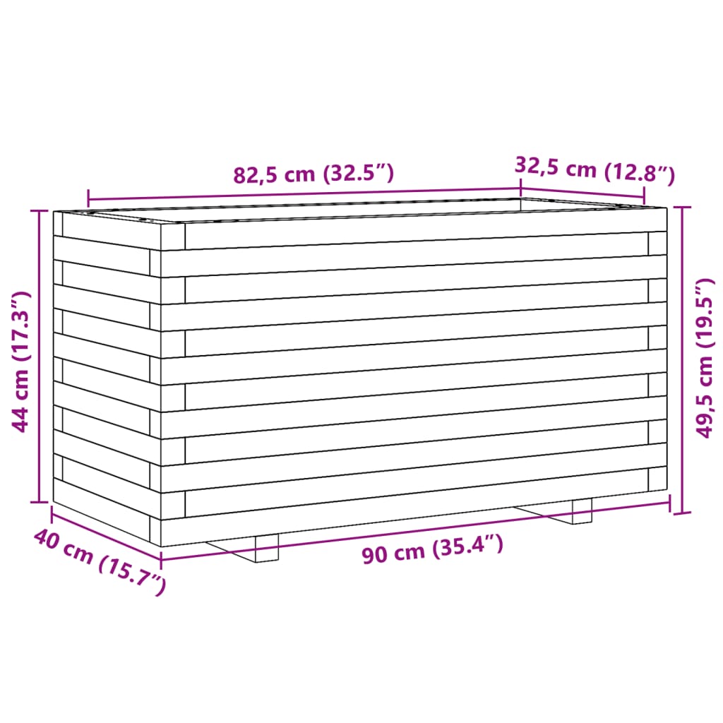 Garden Planter 90x40x49.5 cm Solid Wood Pine
