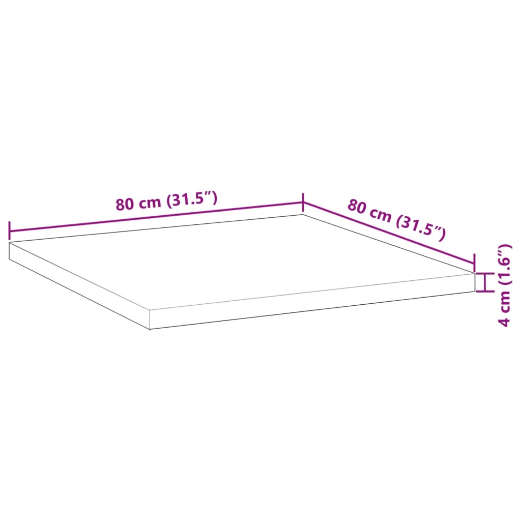 Table Top Square 80x80x4 cm Solid Wood Acacia