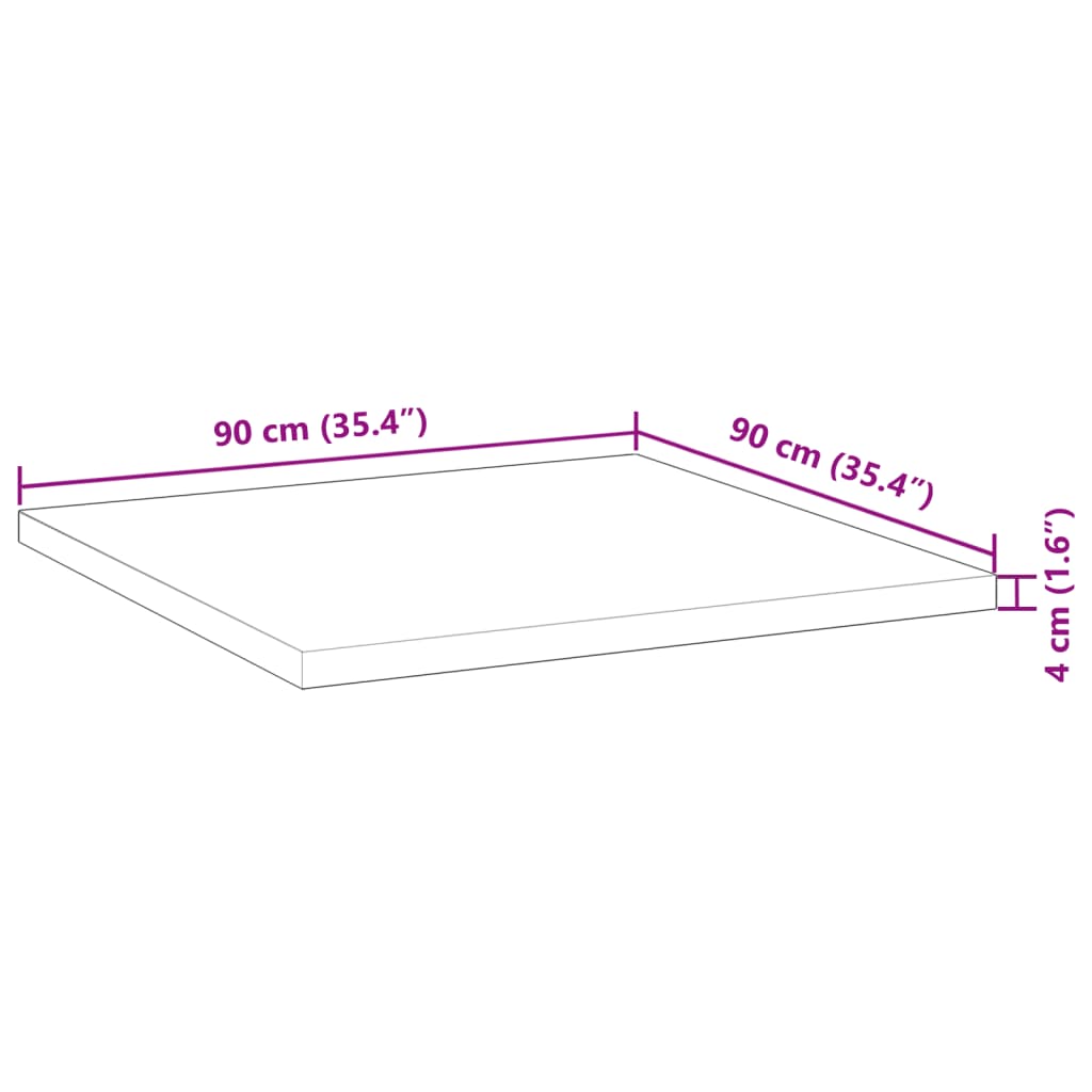 Table Top Square 90x90x4 cm Solid Wood Acacia