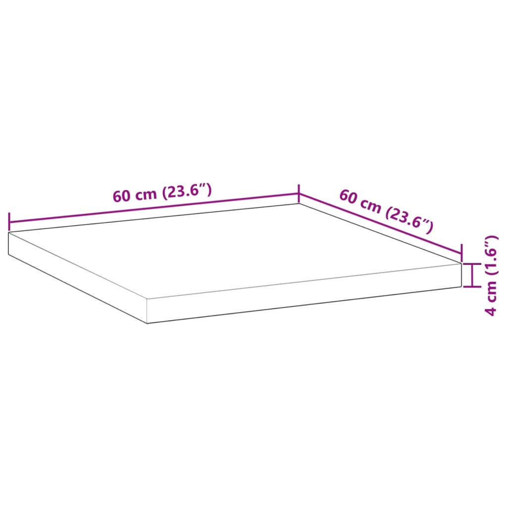 Table Top Square 60x60x4 cm Solid Wood Acacia