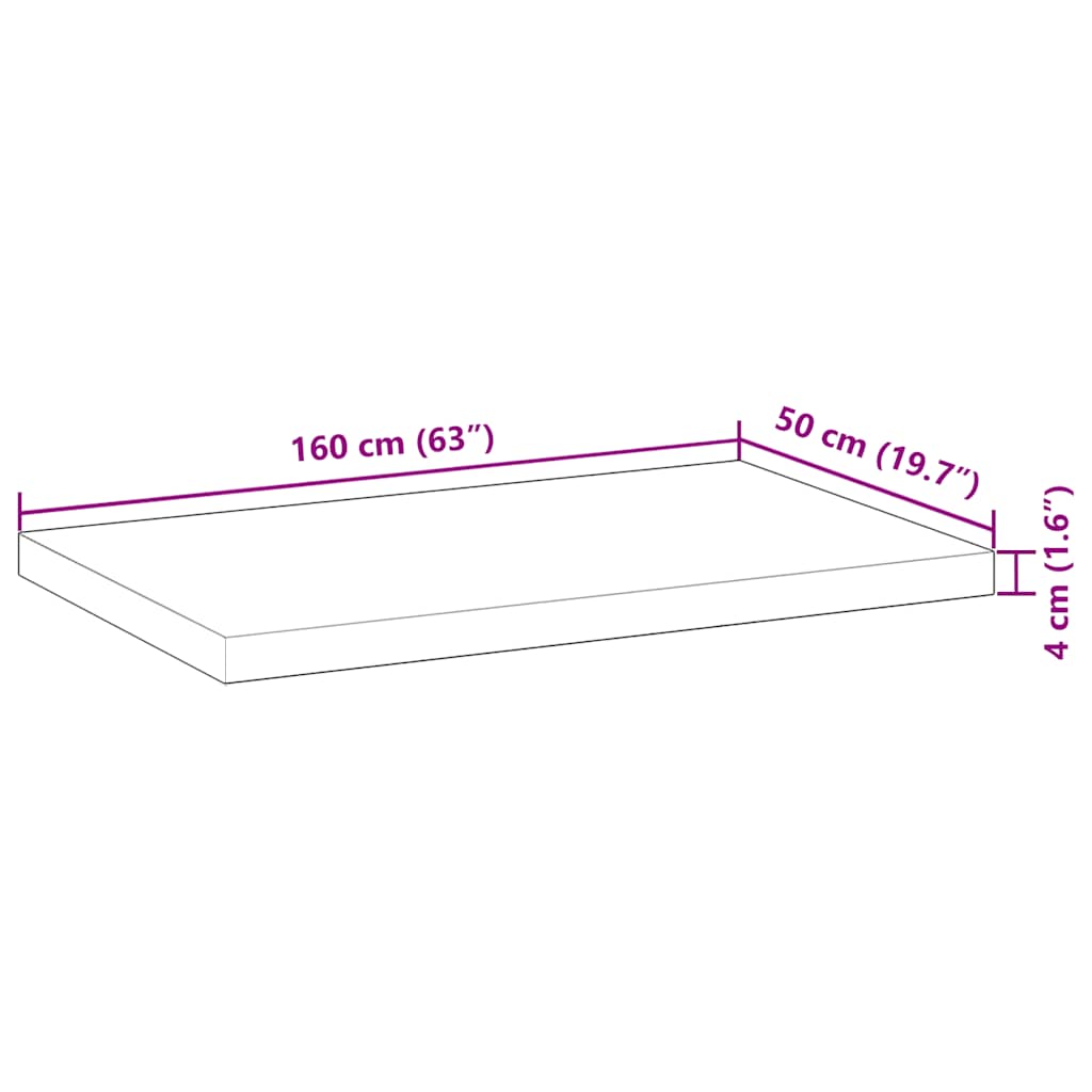 Table Top Rectangular 160x50x4 cm Solid Wood Acacia