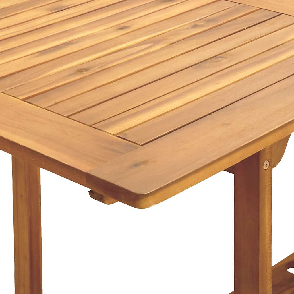 7 Piece Garden Dining Set Leaf Pattern Fabric and Solid Wood