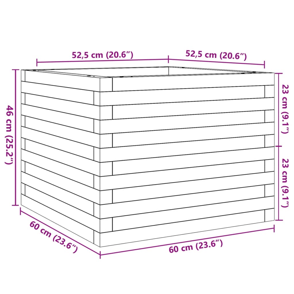 Garden Planter White 60x60x46 cm Solid Wood Pine