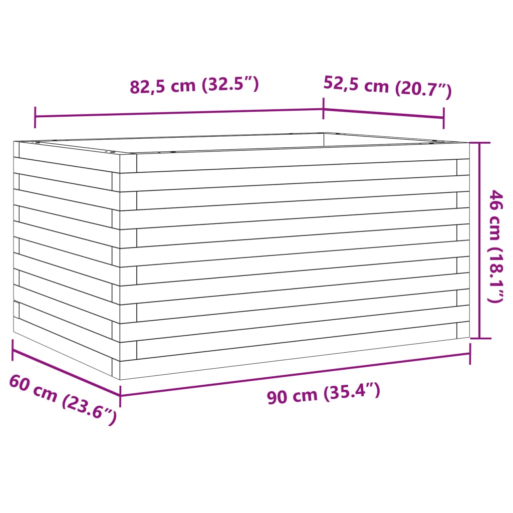 Garden Planter White 90x60x46 cm Solid Wood Pine