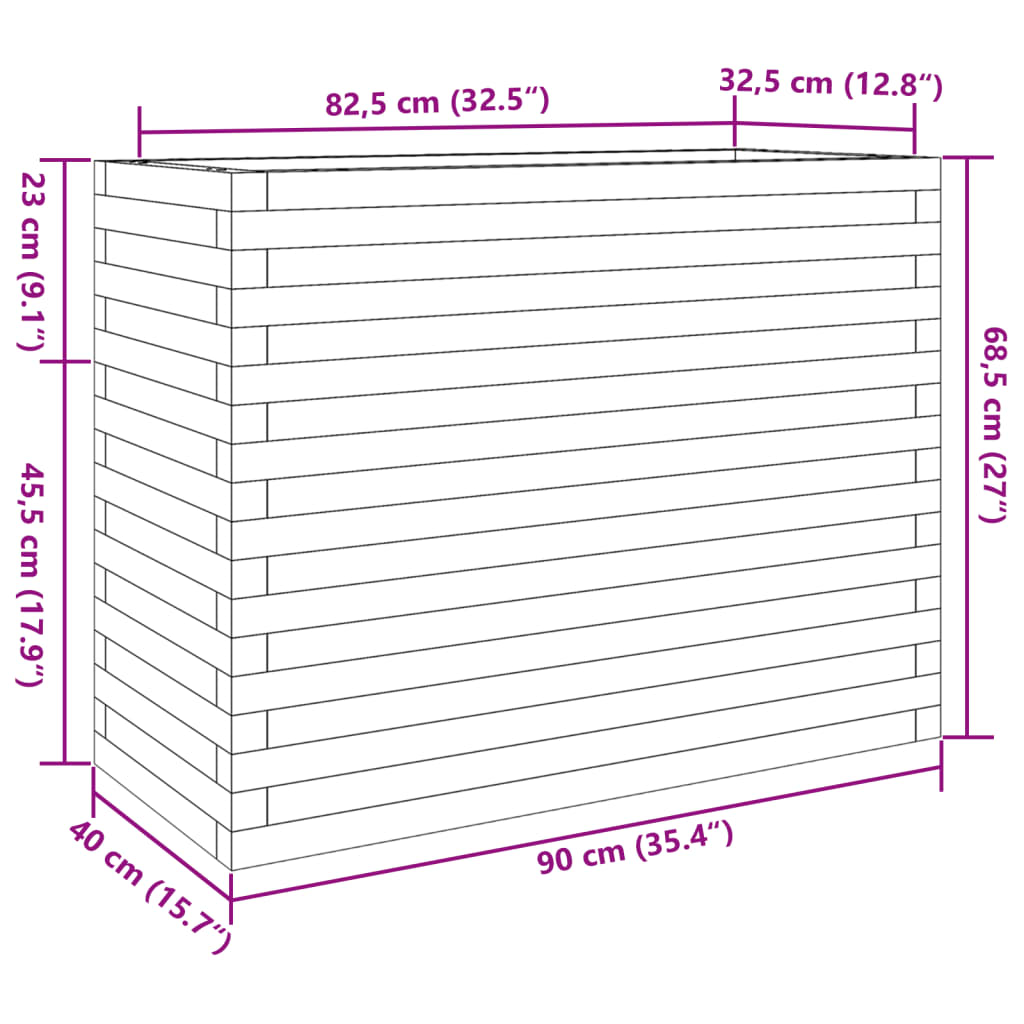 Garden Planter Wax Brown 90x40x68.5 cm Solid Wood Pine