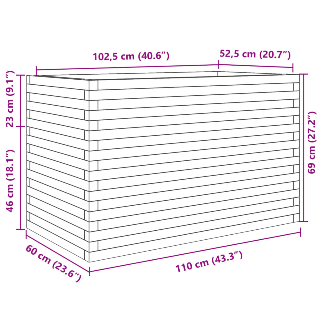 Garden Planter Wax Brown 110x60x68.5 cm Solid Wood Pine