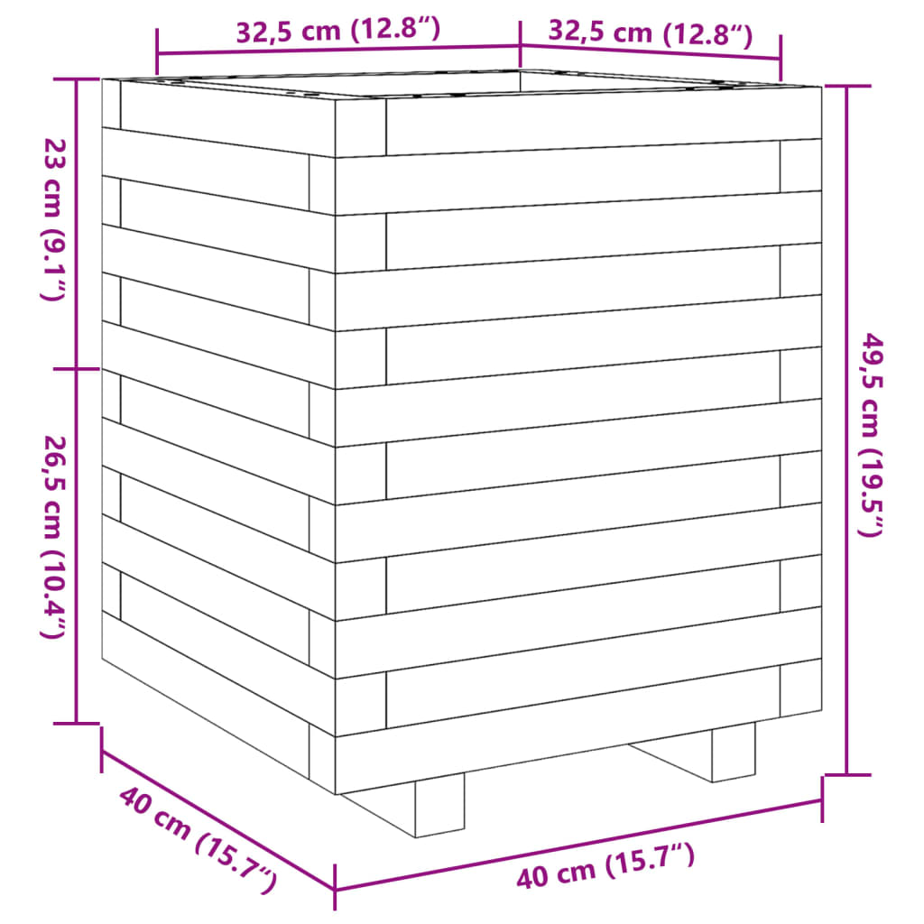 Garden Planter 40x40x49.5 cm Solid Wood Pine