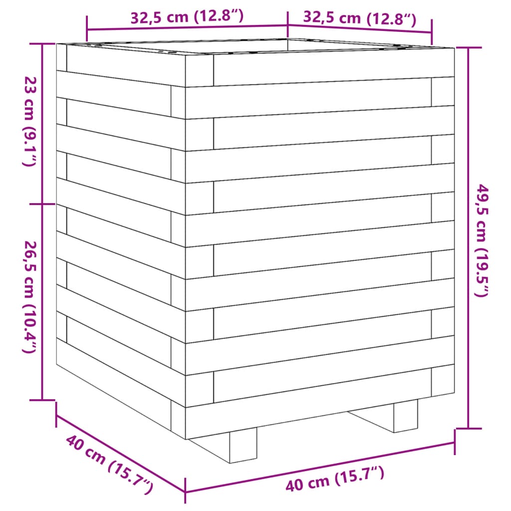 Garden Planter Wax Brown 40x40x49.5 cm Solid Wood Pine