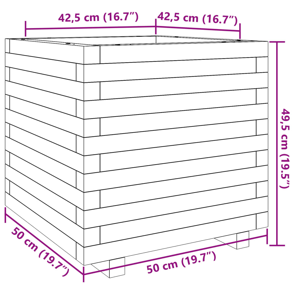 Garden Planter Wax Brown 50x50x49.5 cm Solid Wood Pine