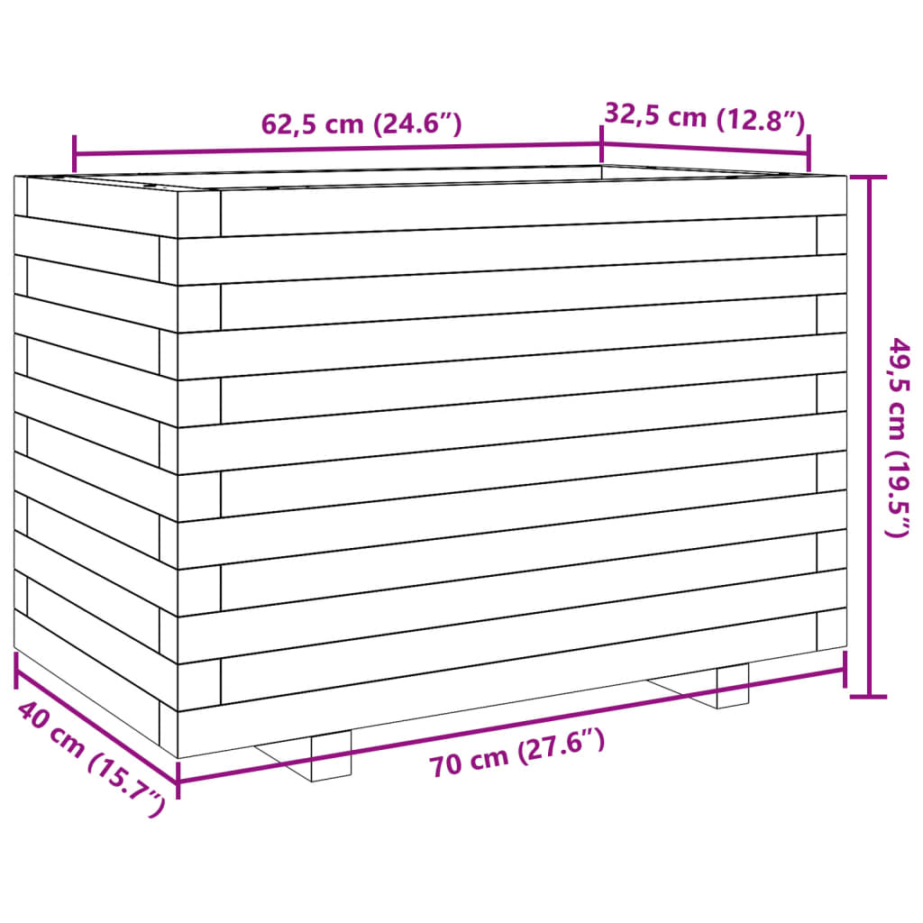 Garden Planter Wax Brown 70x40x49.5 cm Solid Wood Pine