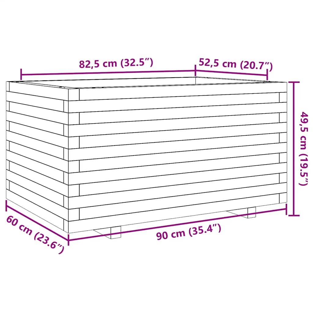 Garden Planter 90x60x49.5 cm Solid Wood Pine