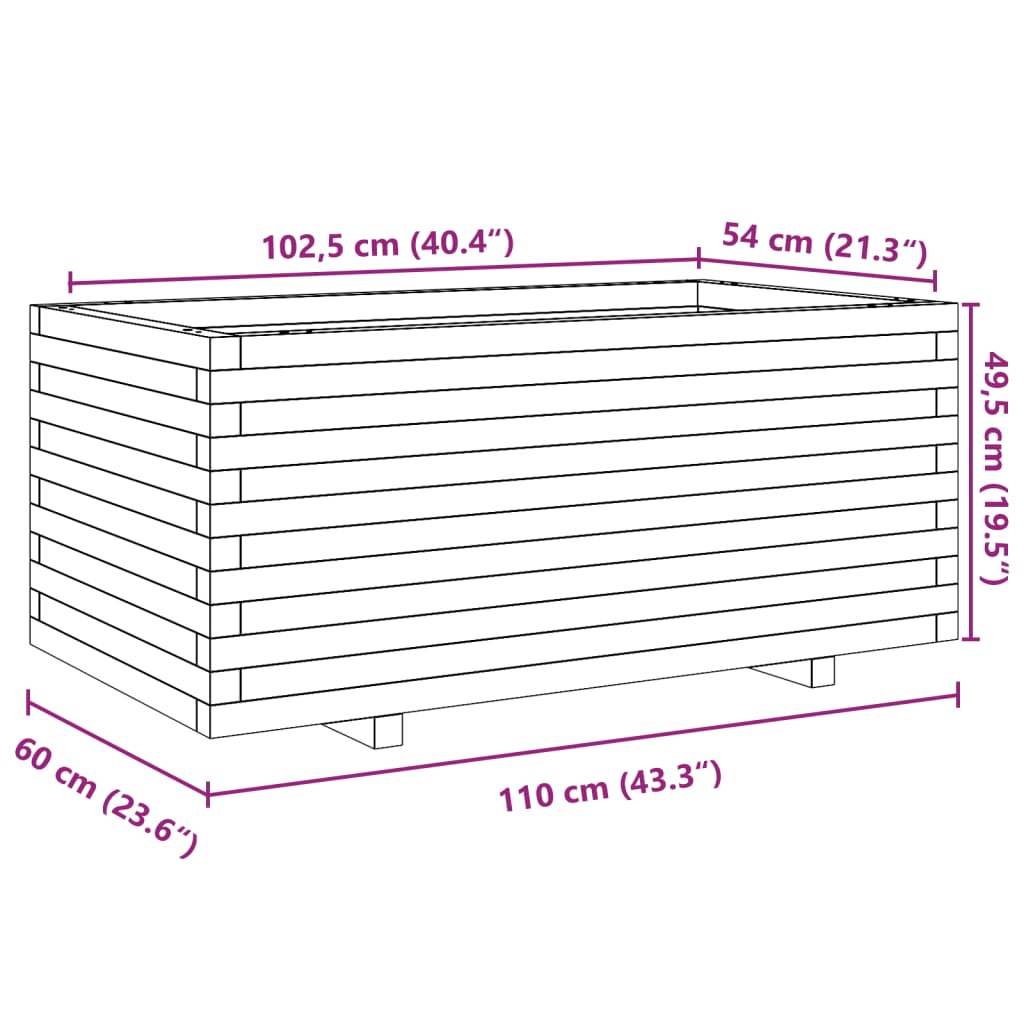 Garden Planter Wax Brown 110x60x49.5 cm Solid Wood Pine