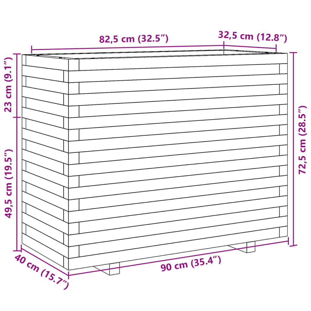 Garden Planter Wax Brown 90x40x72.5 cm Solid Wood Pine