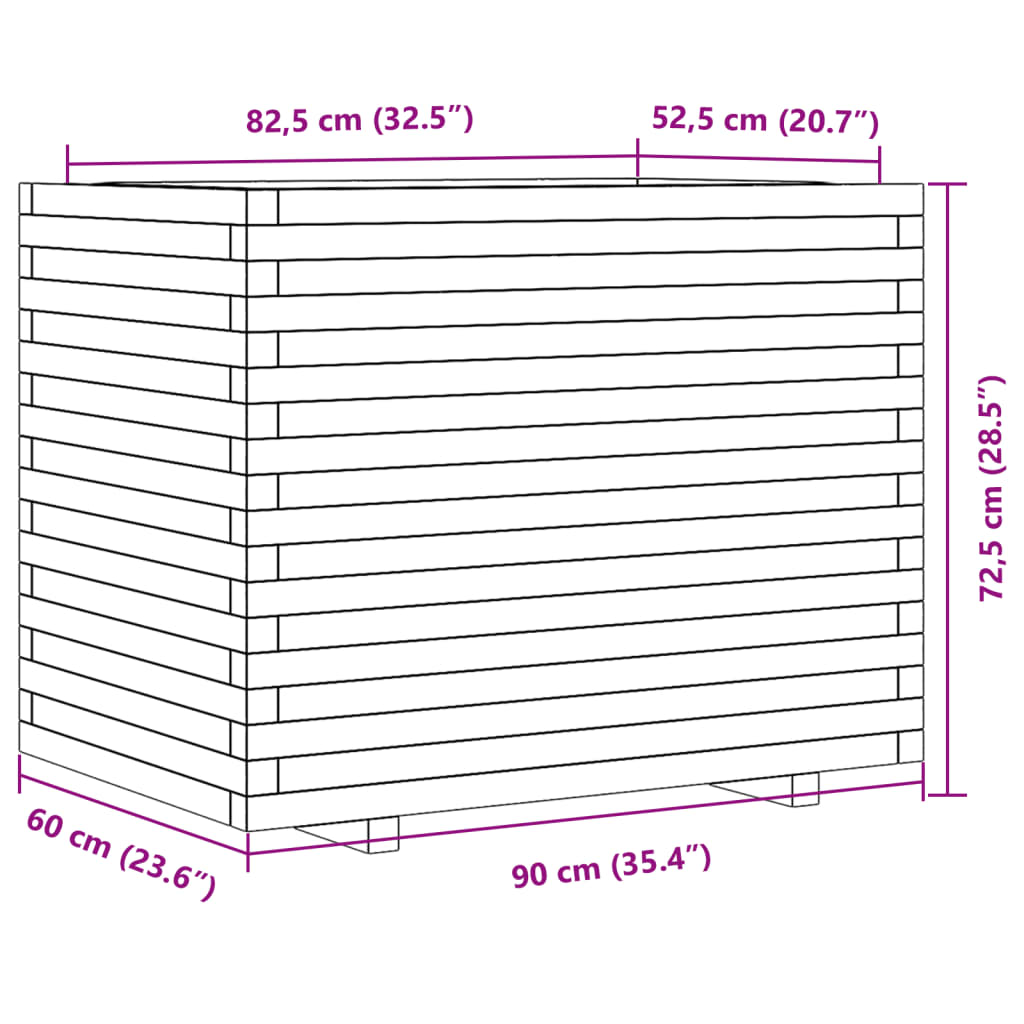 Garden Planter White 90x60x72.5 cm Solid Wood Pine