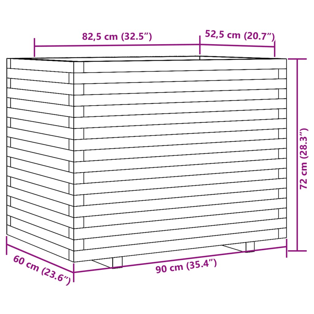 Garden Planter 90x60x72 cm Solid Wood Pine