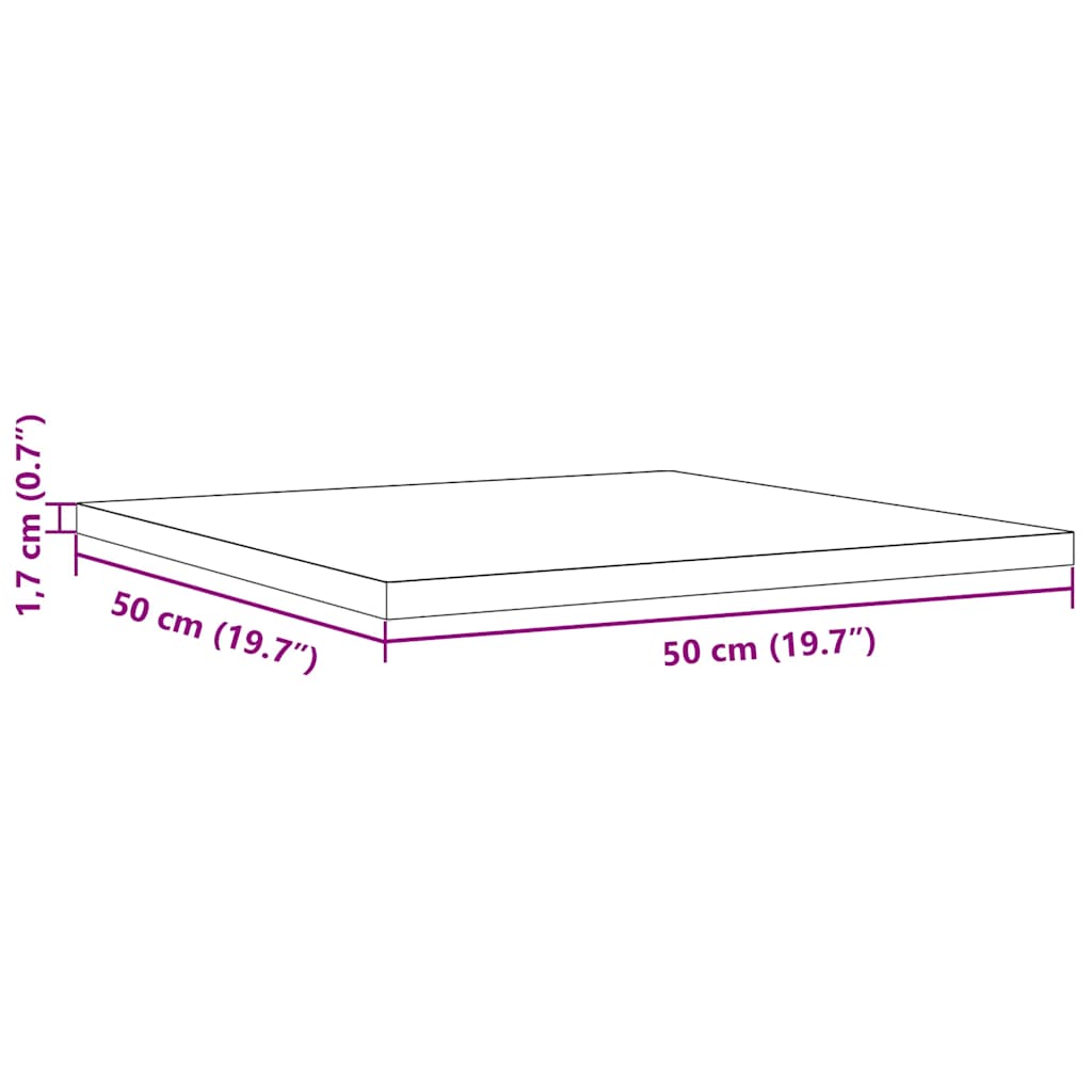 Table Top 50x50x1.7 cm Square Solid Wood Pine