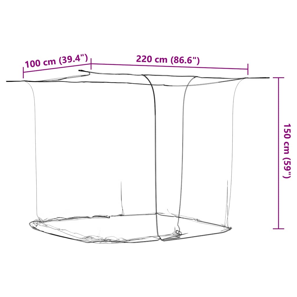 Mosquito Net for Bed Rectangular 156 mesh 220 x 100 x 150 cm