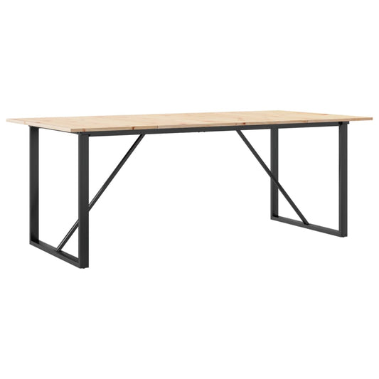Dining Table O-Frame 200x100x75 cm Solid Wood Pine and Steel
