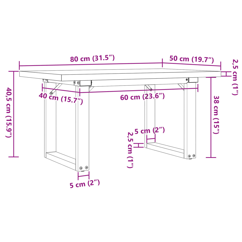 Coffee Table O-Frame 80x50x40.5 cm Solid Wood Pine and Steel