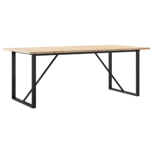 Dining Table O-Frame 200x100x75.5 cm Solid Wood Pine and Steel