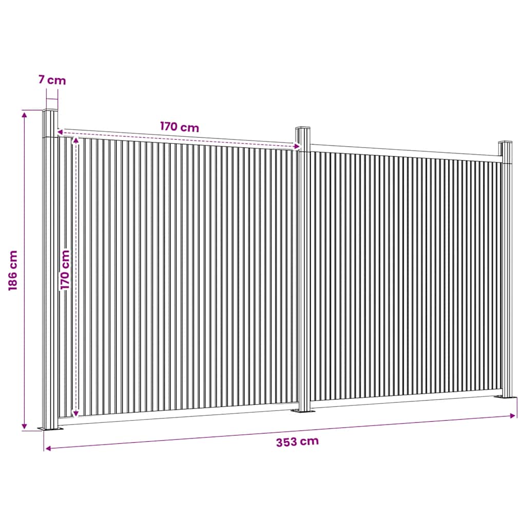 Fence Panel Grey 353x186 cm WPC