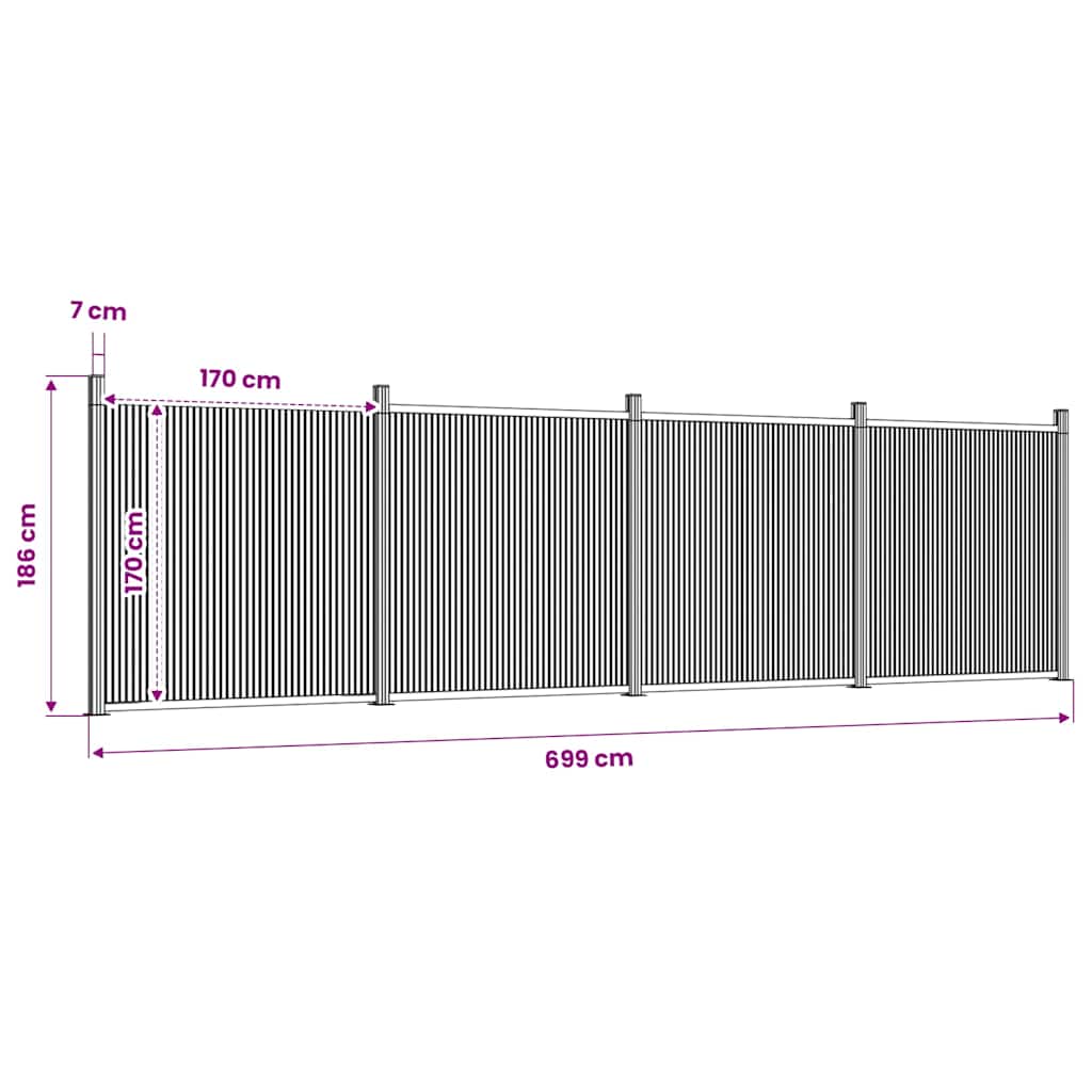Fence Panel Grey 699x186 cm WPC