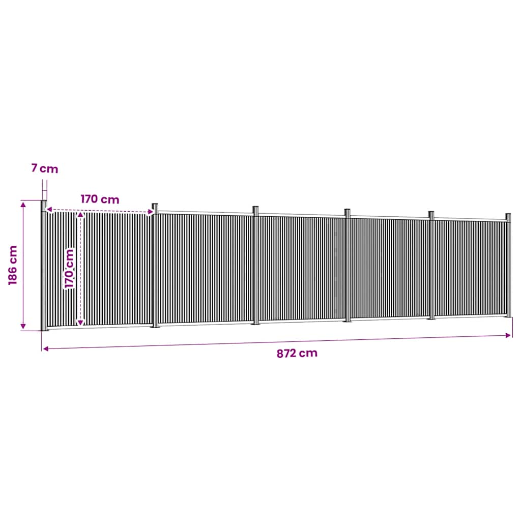 Fence Panel Grey 872x186 cm WPC