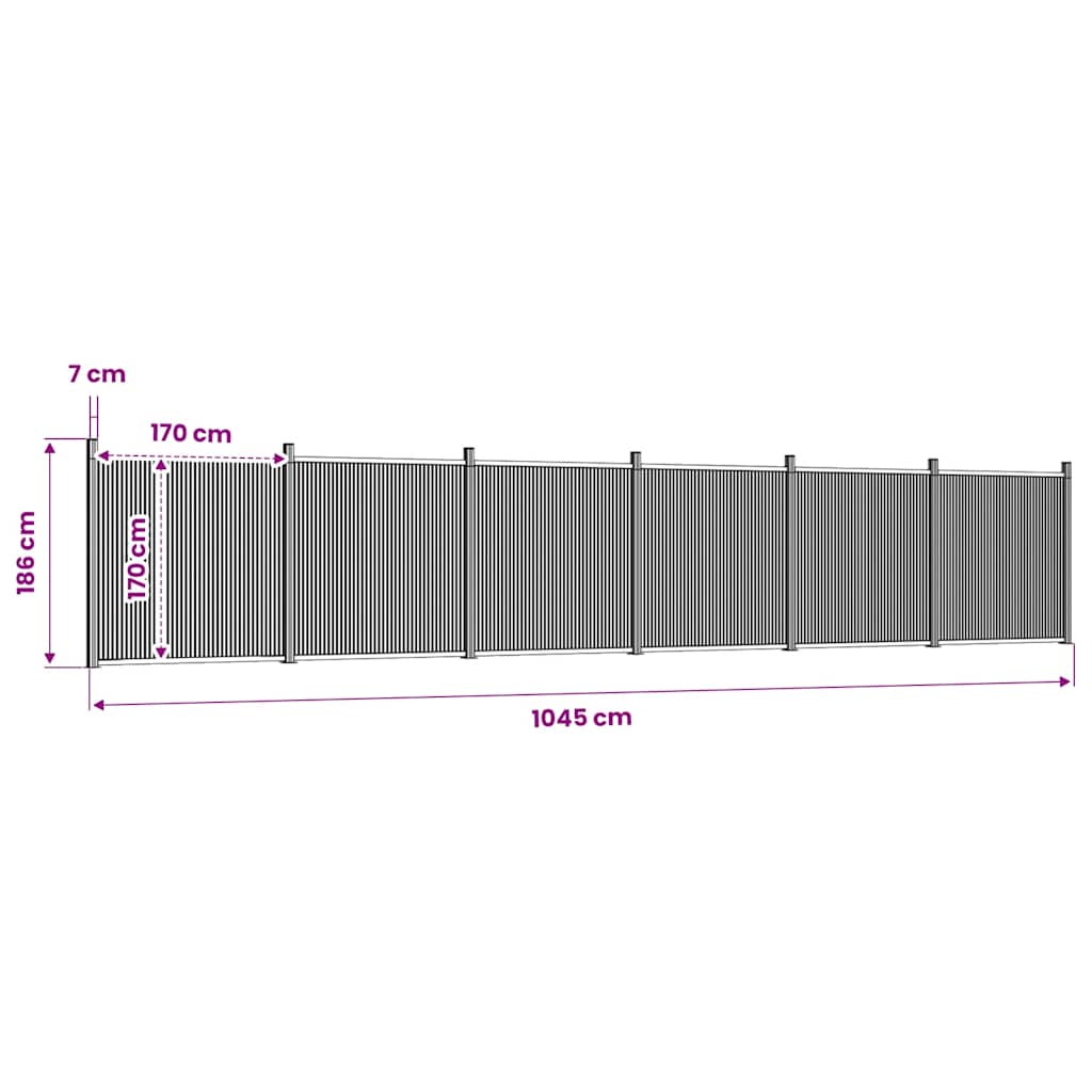 Fence Panel Grey 1045x186 cm WPC