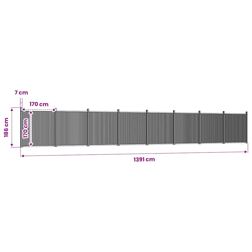 Fence Panel Grey 1391x186 cm WPC