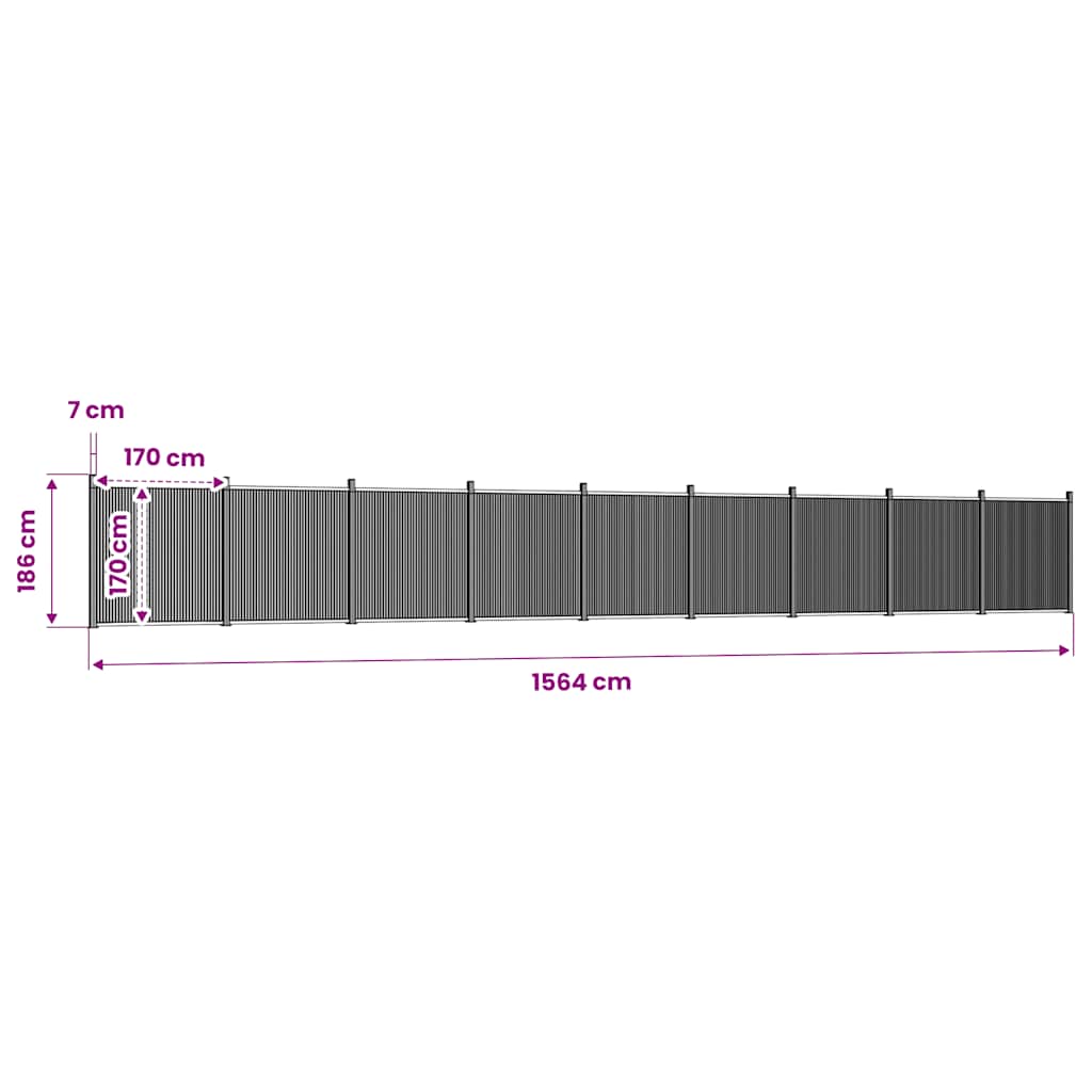 Fence Panel Grey 1564x186 cm WPC