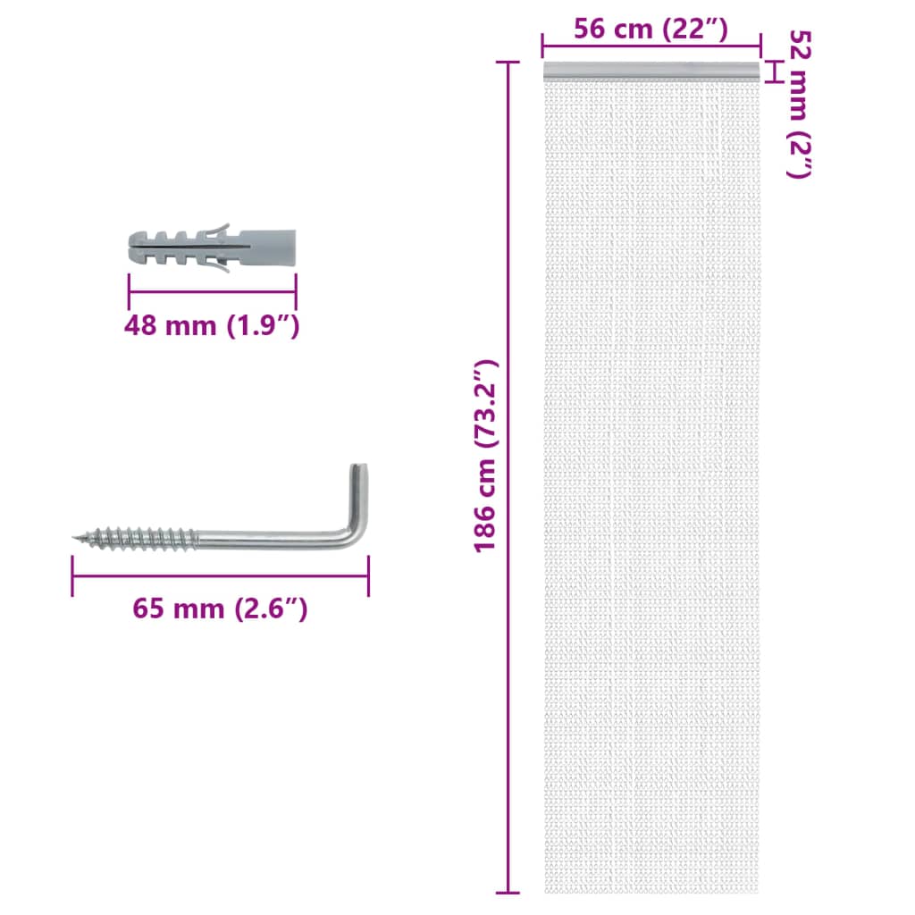 Chain Door Fly Screen 56x186 cm Aluminium