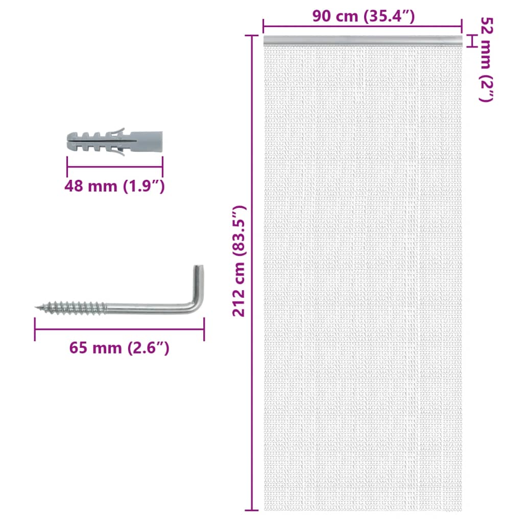 Chain Door Fly Screen 35.4x83.5" Aluminium