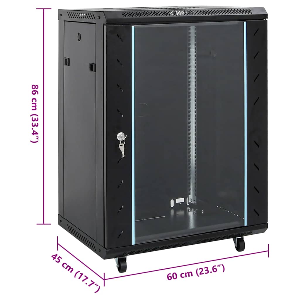 Network Cabinet with Storage Black 600 x 450 x 860 mm Steel