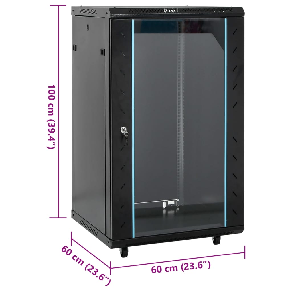 18U Network Cabinet with Swivel Feet 19" IP20 23.6"x23.6"x39.4"