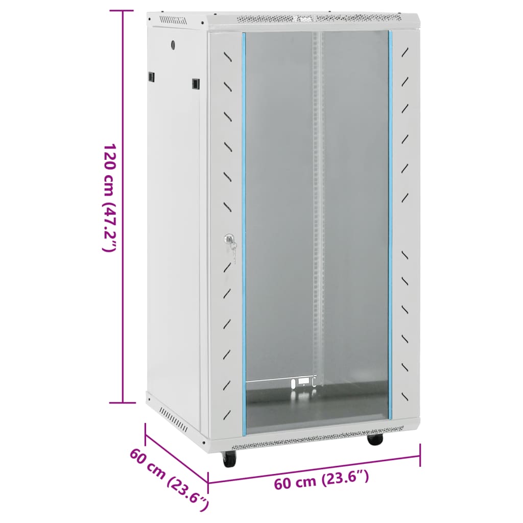 22U Network Cabinet with Swivel Feet 19" IP20 23.6"x23.6"x47.2"