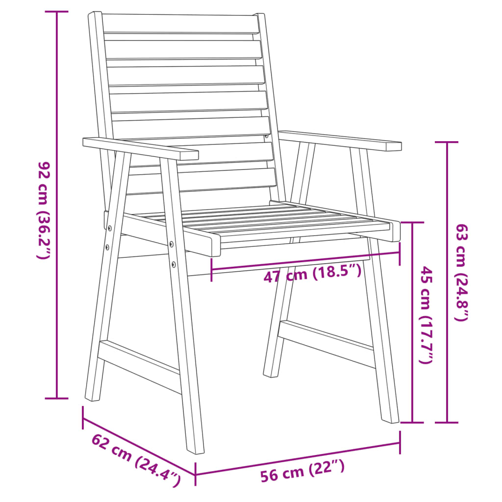 6 Piece Garden Dining Set Solid Wood Acacia
