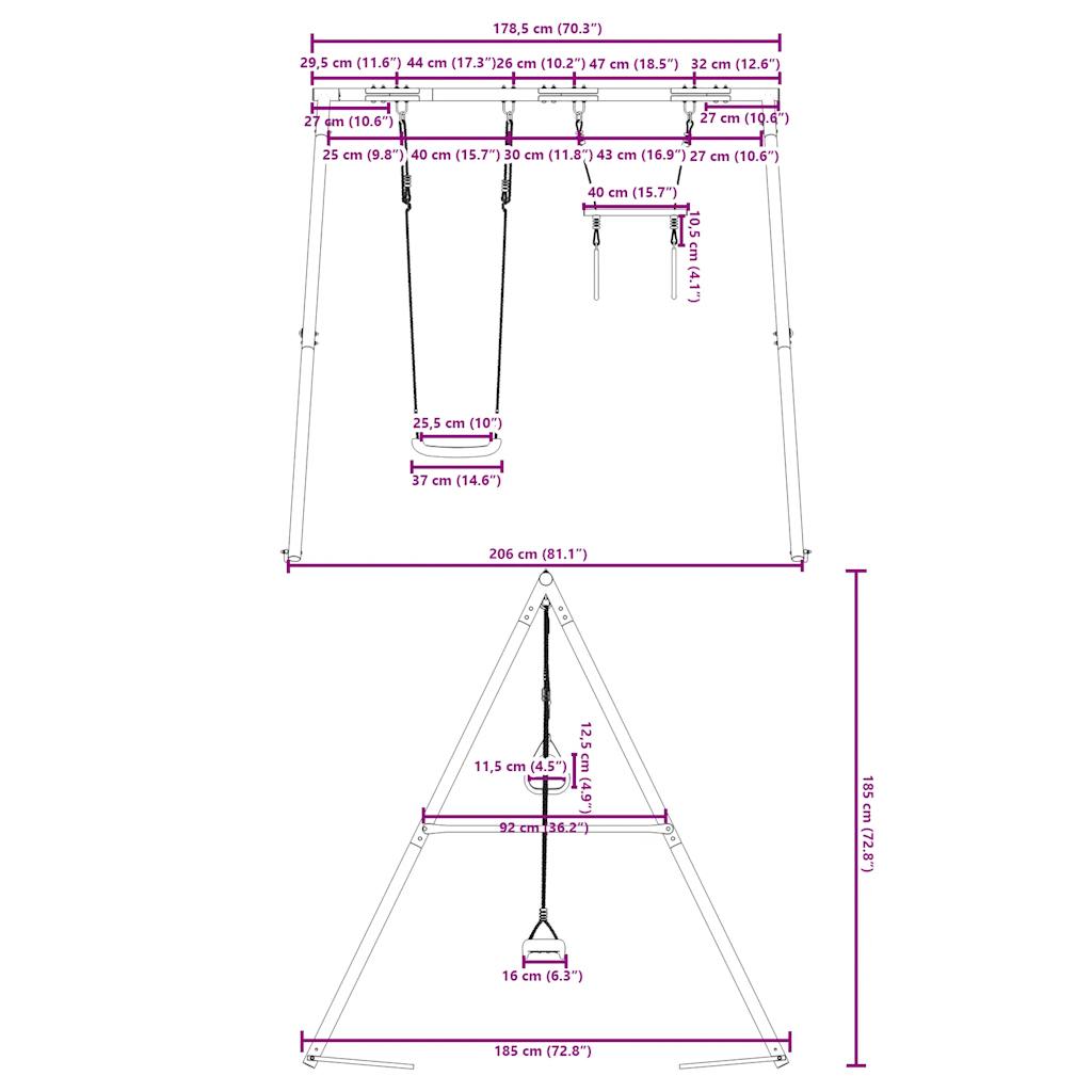 Outdoor Swing Set with Swing and Trapeze