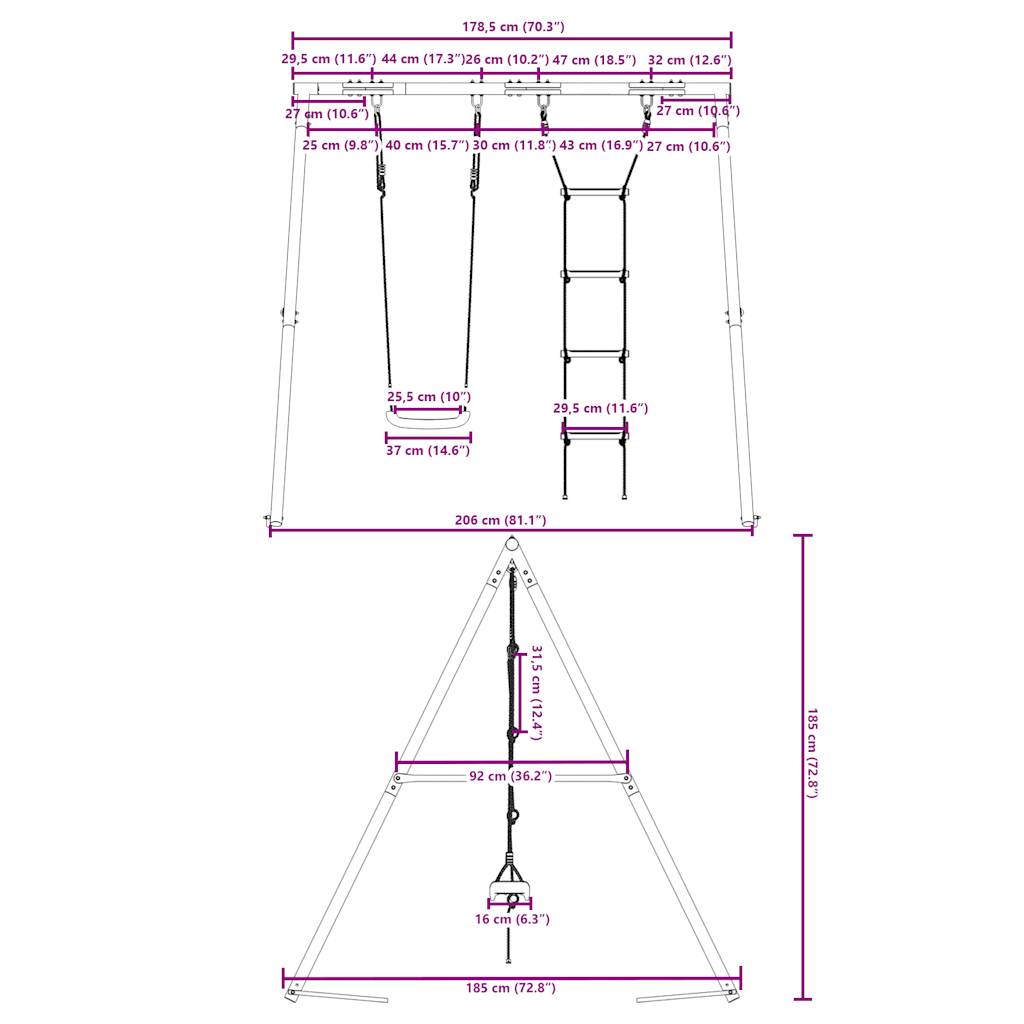 Outdoor Swing Set with Swing and Ladder