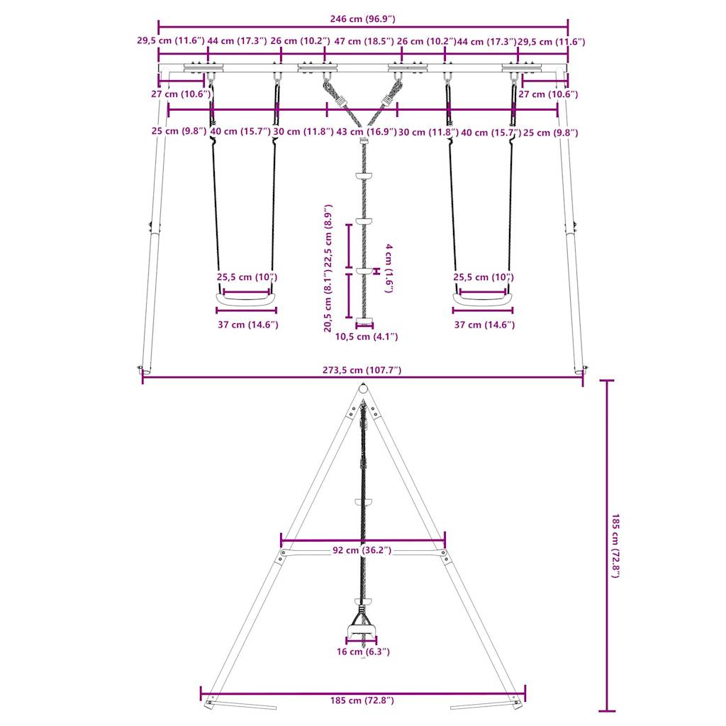 Outdoor Swing Set with Swings and Disc Swing