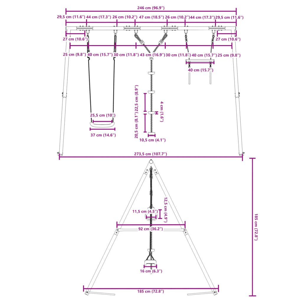 Outdoor Swing Set with Swing, Trapeze, Ladder