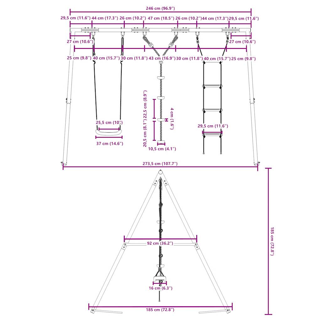 Outdoor Swing Set with Swing, Ladder, Disc Swing