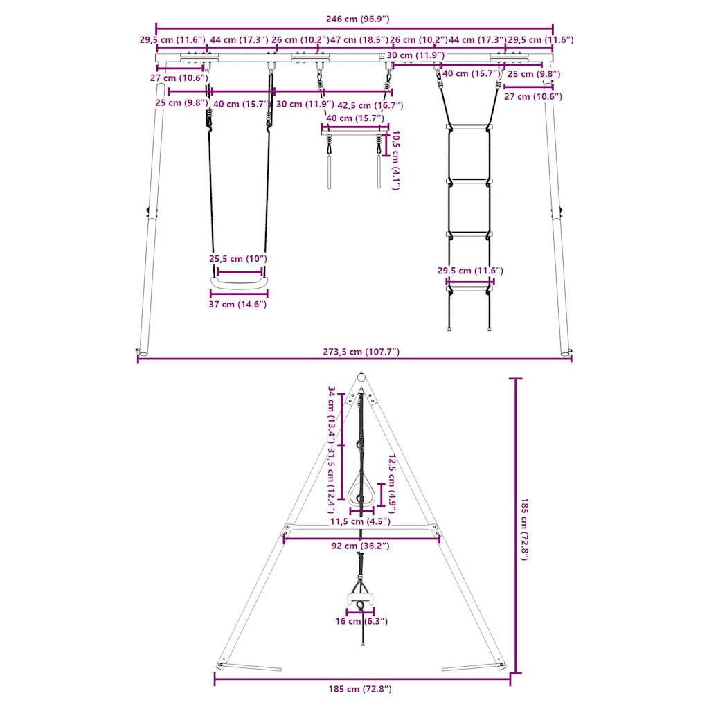 Outdoor Swing Set with Swing. Trapeze. Ladder