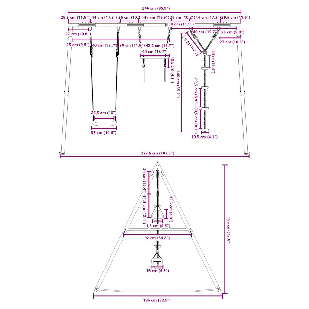 Outdoor Swing Set with Swing. Trapeze. Disc Swing