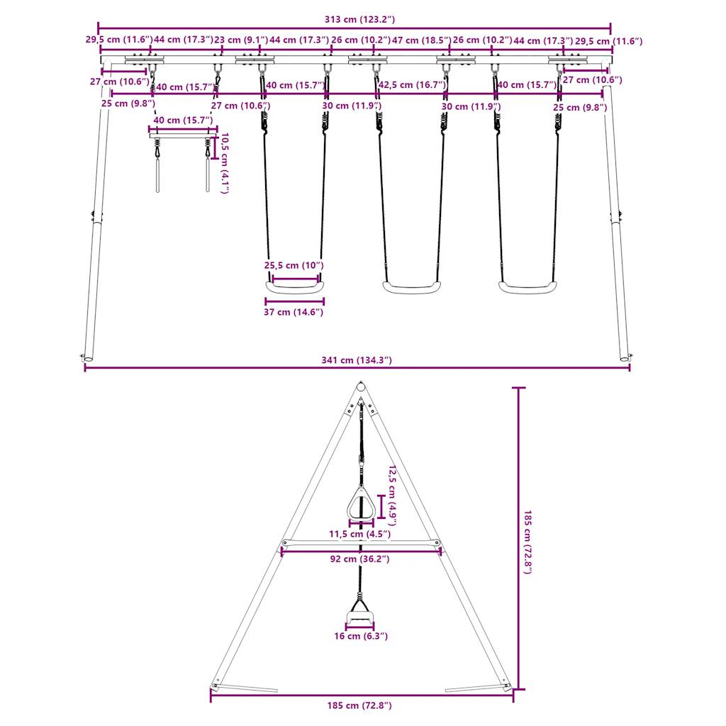 Outdoor Swing Set with Swings and Trapeze